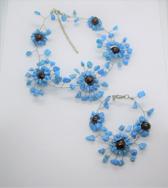 Turquoise jewellery set: awesome handmade silver t