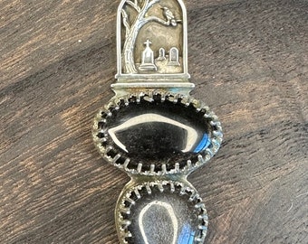 Silver Sheen Obsidian Cemetary Pendant