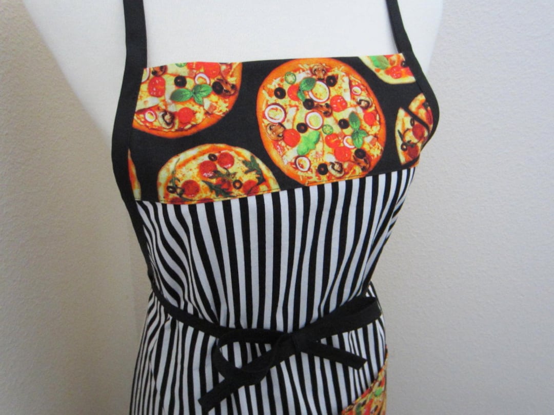 Preteen Apron - Pizza Apron - Petite Apron - Teen Apron - Black & White ...