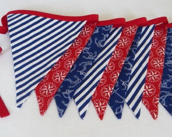 nautical banner, nautical party garland, anchors, red white blue, boat party, nautical baby shower, nautical bunting, photo prop