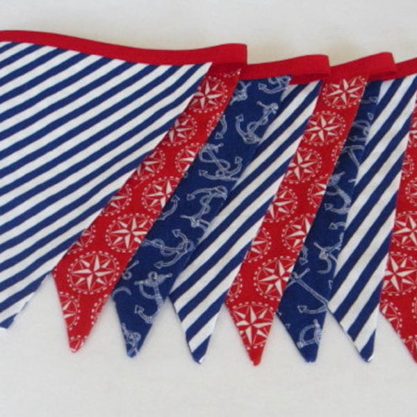 nautical banner, nautical party garland, anchors, red white blue, boat party, nautical baby shower, nautical bunting, photo prop