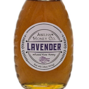 Lavender Gourmet Infused Honey | 16 oz Glass Jar | Raw Pure Local | Organic | Artisan | Small Batch | Antioxidant | Sleep Gift | Sustainable