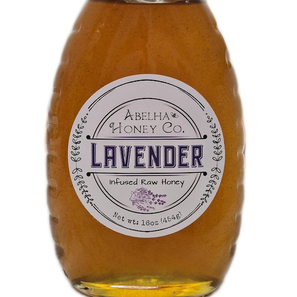 Lavender Gourmet Infused Honey | 16 oz Glass Jar | Raw Pure Local | Organic | Artisan | Small Batch | Antioxidant | Sleep Gift | Sustainable