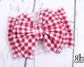 Girls Gingham Check Bow Hair Alice Band Hairband Headband School Pretty 6624