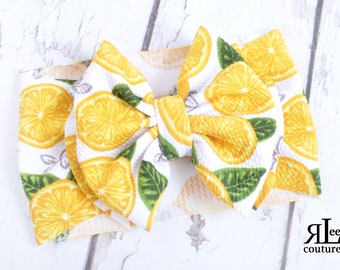 Lemon lime fabric bow lemon headband