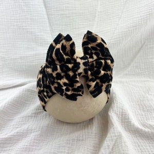 Leopard Headwrap - Leopard Bow - Pull Proof - Permanently Sewn - Big Bow - Clip - Messy Bow