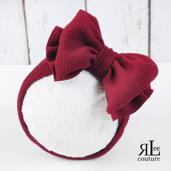 burgundy baby bow