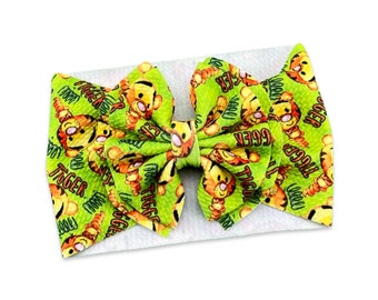 Tigger Headwrap - Baby to Adult Bow - Pull Proof - Permanently Sewn - Big Bow - Clip - Messy Bow