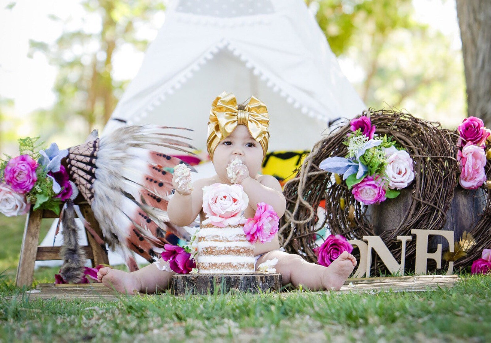 Metallic Gold Bow Metallic Gold Headwrap Gold Bow Baby Etsy