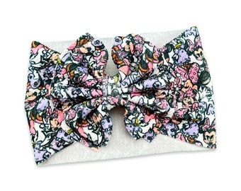 Magical Mouse Headwrap - Baby Bow - Pull Proof - Permanently Sewn - Big Bow - Clip - Messy Bow