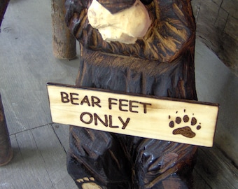 Chainsaw Carved Wood Carved Sitting Bear with Sign of Your Choice FREE SHIPPING