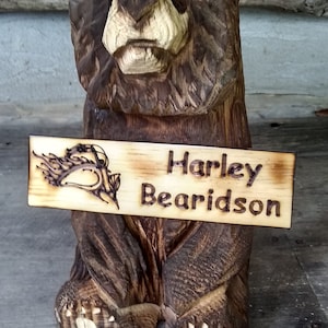 Chainsaw Carved Wood Carved Bear Harley Bearidson FREE SHIPPING