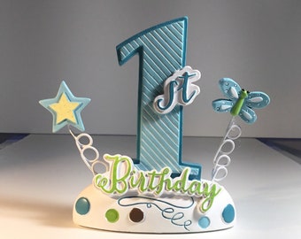 Blue Pearl First Birthday Cake Topper / Baby's first birthday cake / Cake top