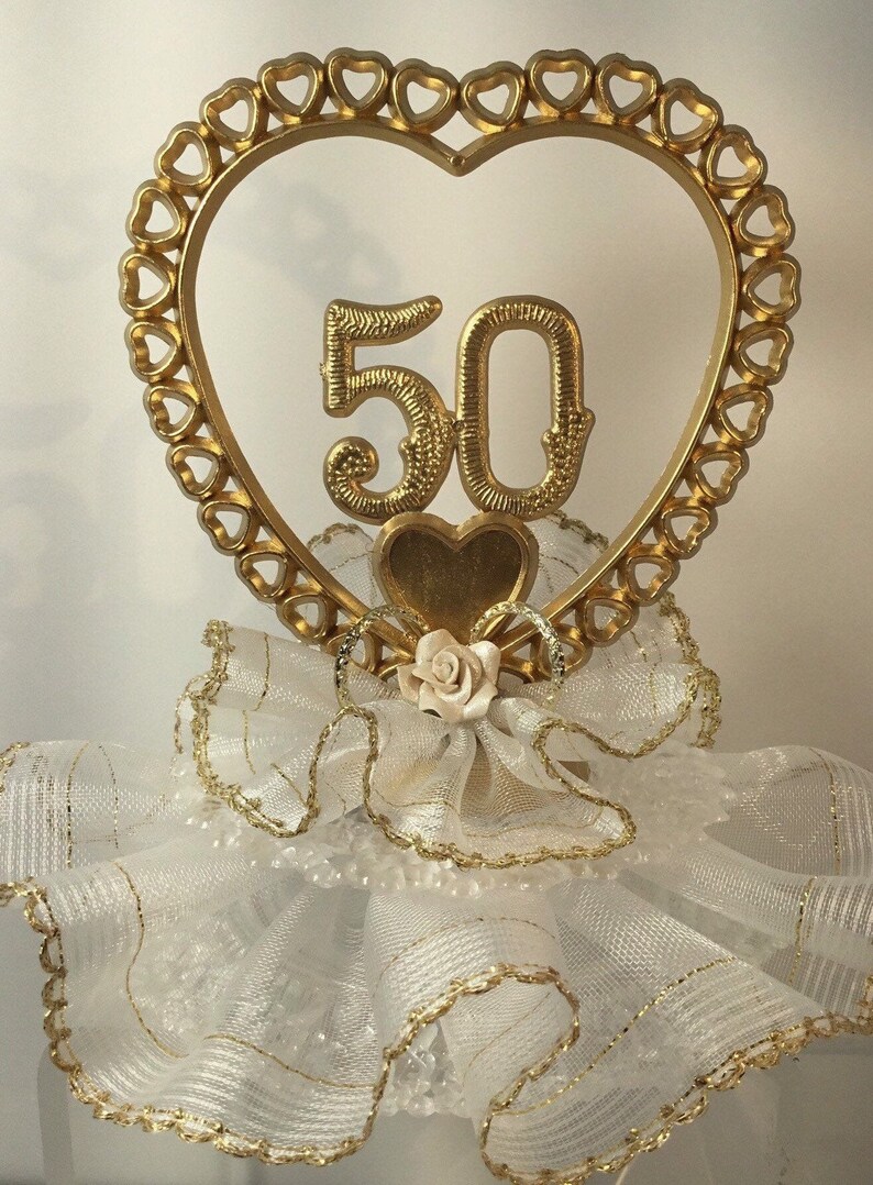 50th Wedding Anniversary Cake Topper / Golden Anniversary Cake image 0