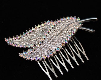 Rhinestone Leaves Hair Comb / Bride's Hair Comb / Fall Wedding Hair Accessory