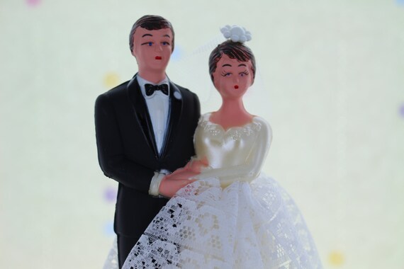 Vintage Retro Bride Groom Cake Topper Traditional Wedding Etsy