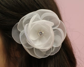 White Flower Rhinestone Bridal Hair Clip / Hair Accessories