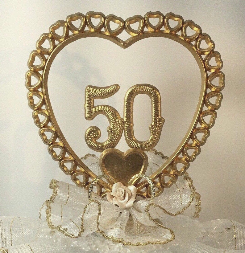 50th Wedding Anniversary Cake Topper / Golden Anniversary Cake Etsy