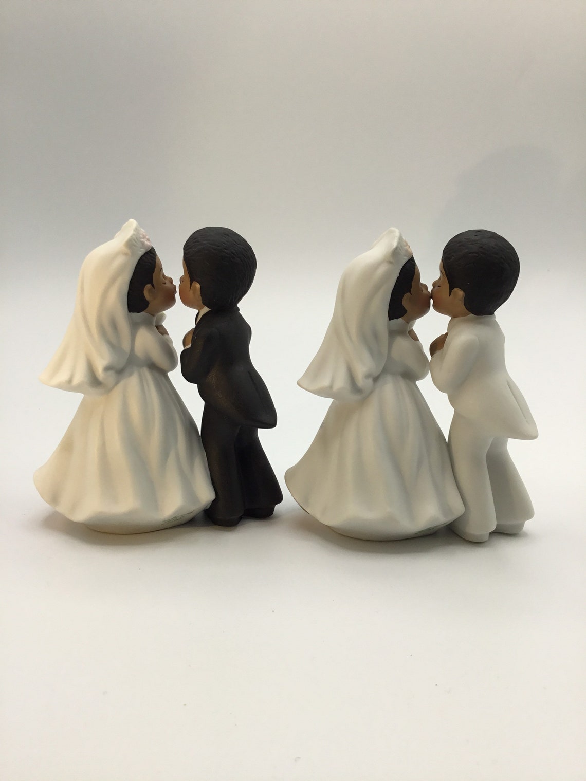 SCHOLMART African American Wedding Cake Topper – Black Couple Resin Figurine, Hand Painted – 6.3 Inch Tall - View #5