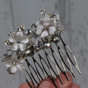 Flower and Rhinestone Bridal Comb/ Hair Jewelry image 2