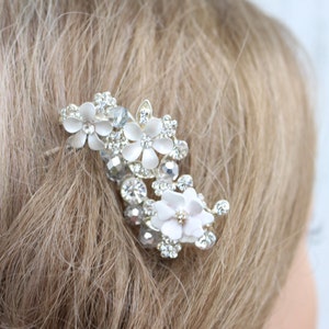 Flower and Rhinestone Bridal Comb/ Hair Jewelry image 3