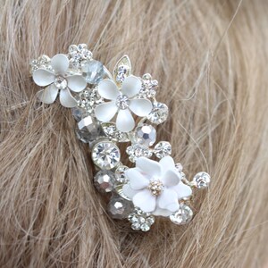 Flower and Rhinestone Bridal Comb/ Hair Jewelry image 1