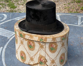 Beautiful Antique 19th Century wallpaper hat box