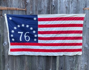 Vintage 1976 Glass 1776 Bicentennial American Flag Patriotism Americana Champion Ice Bucket Barware Drink Barware Aloli Ru