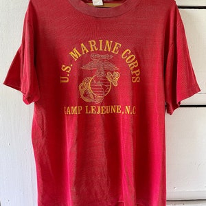 Real Vintage US Marine Corps Camp Lejuene Tshirt large SCARCE.