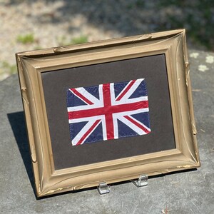 Vintage silk British parade Flag in period Victorian frame FREE SHIPPING