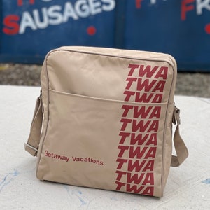 Vintage TWA 1970s travel bag from a collection we just acquired airline tote image 1