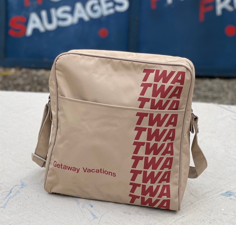 Vintage TWA 1970s travel bag from a collection we just acquired airline tote image 1