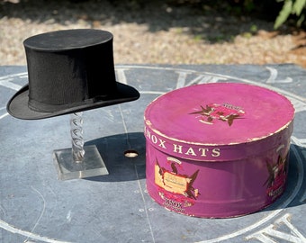 Beautiful 19th Century collapsible top hat silk from Fifth Avenue New York with box