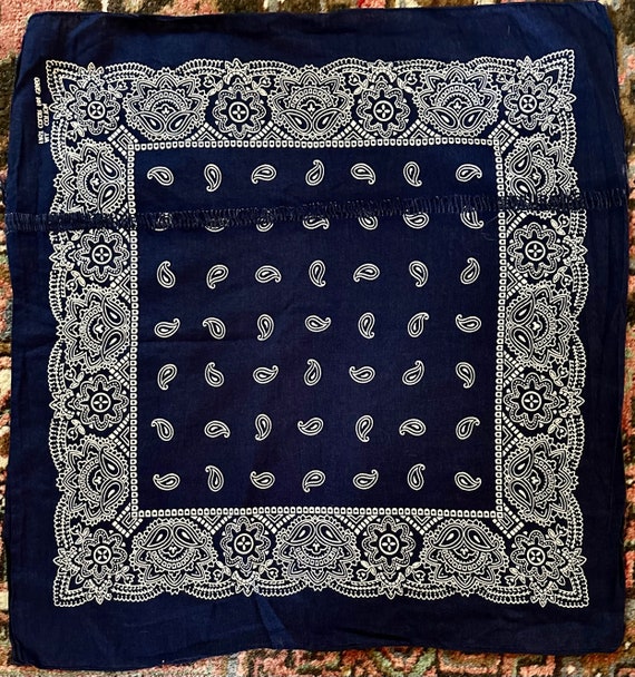 Vintage fastcolor blue paisley bandana with cool … - image 1