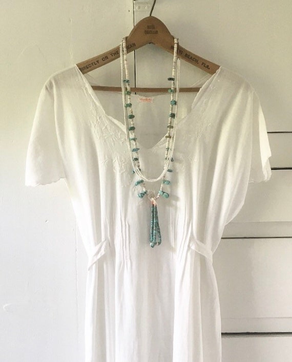 1940s long white cotton embroidered gown