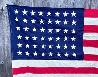 Vintage Wool 48 Star American Flag With Sewn Stars Gorgeous Wear