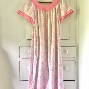 Vintage 1930s-1940s soft cotton handmade pale pink floral housedress sundress shift dress dustbowl era dress image 3