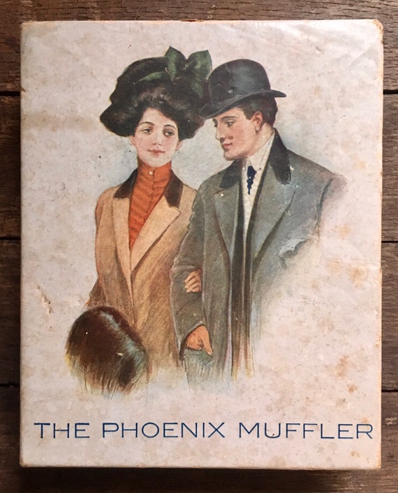 RARE Antique 1908 Phoenix Muffler Knit Motoring Scarf in