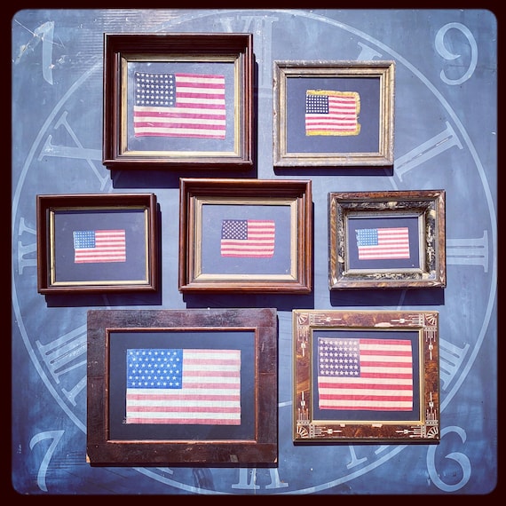 Vintage 48 Star American Flag 1940 in Vintage 1880's Walnut Frame