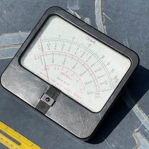 Nice mid century industrial instrument ohm meter amp meter beautifully built vintage gauge.
