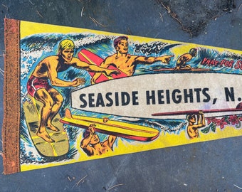 Seaside Hights New Jersey felt banner 1950’s. Vintage surfing