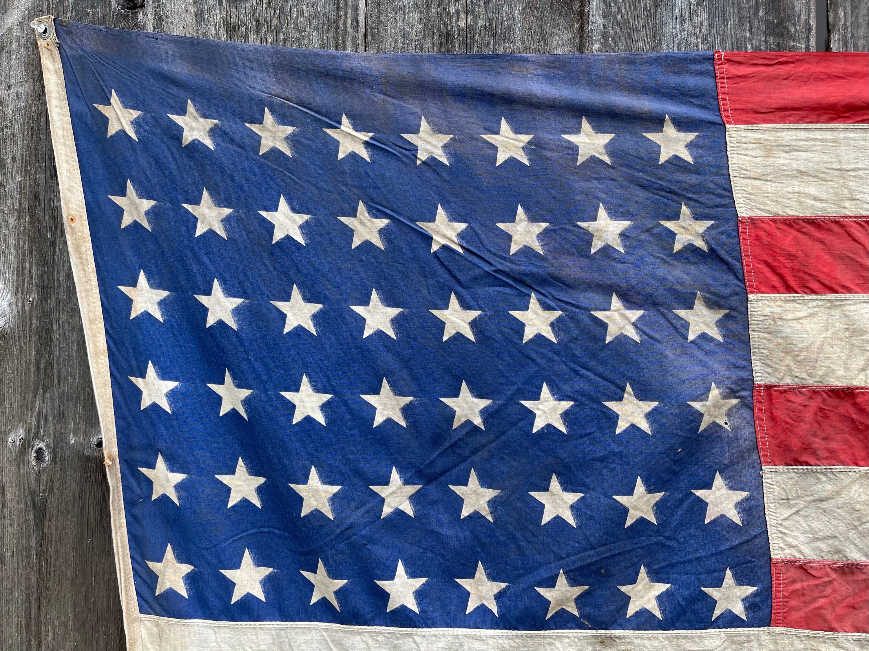 Antique American Flag 1930 Cotton 48 Star Great Fade Natural
