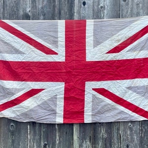 Large British flag Union Jack soft gently faded cotton about 54” x 33” naval flag English flag
