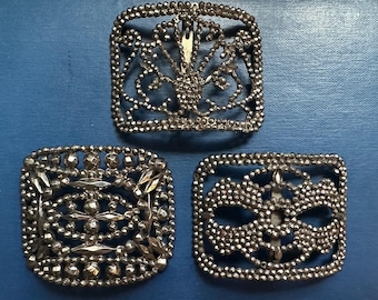 Your choice of three authentic French Victorian Edwardian cut steel shoe clips shoe buckles antique flapper Great as cuffs!