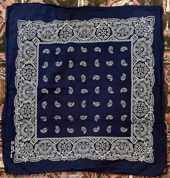 Vintage fastcolor blue paisley bandana with cool … - image 4
