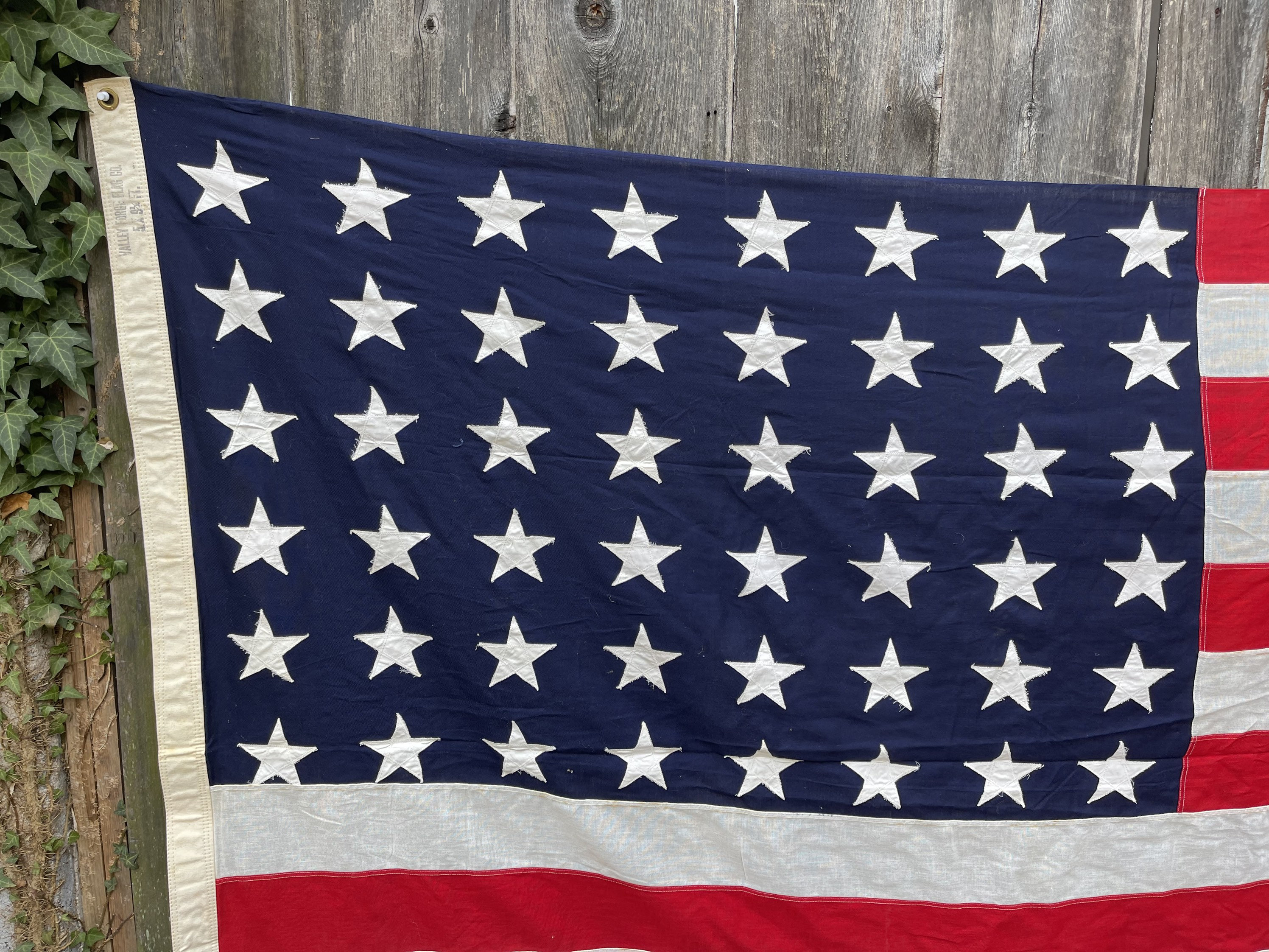 LARGE Antique American Flag 48 Stars Wool Very Good Vintage