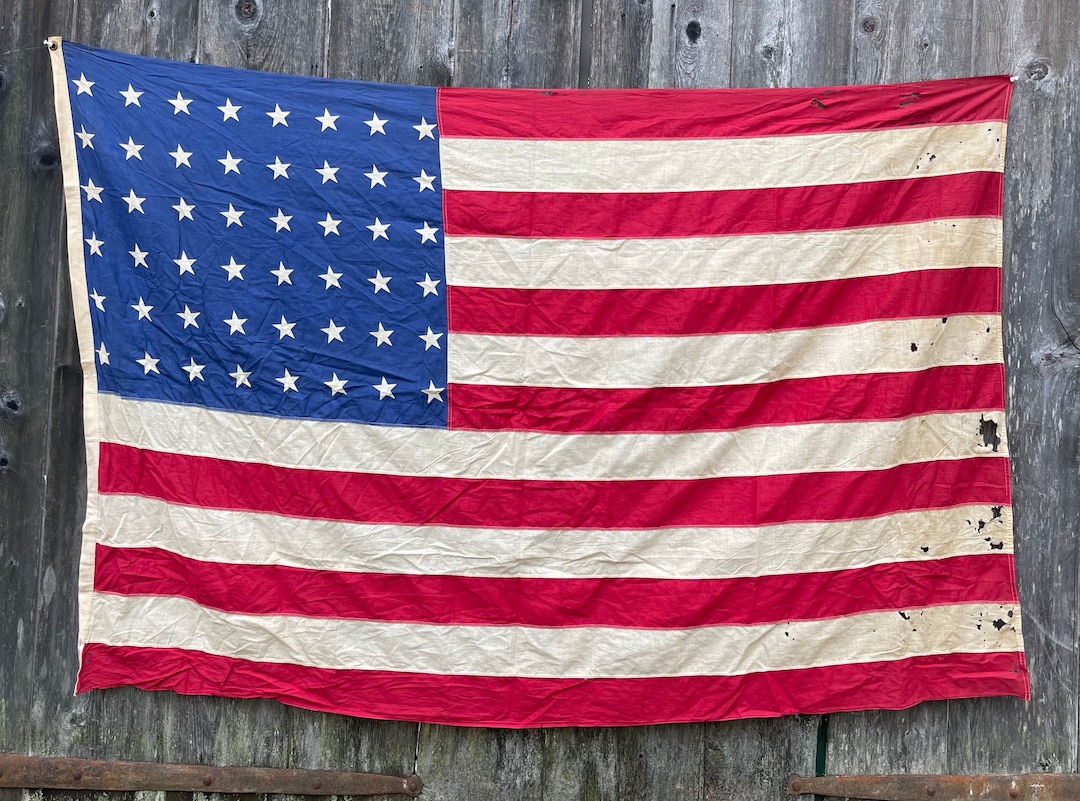 Real Vintage American Flag 1940 Soft Cotton 48 Star Beautiful Fade and ...