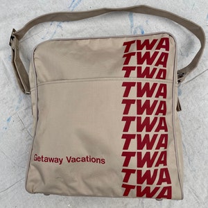 Vintage TWA 1970s travel bag from a collection we just acquired airline tote image 6