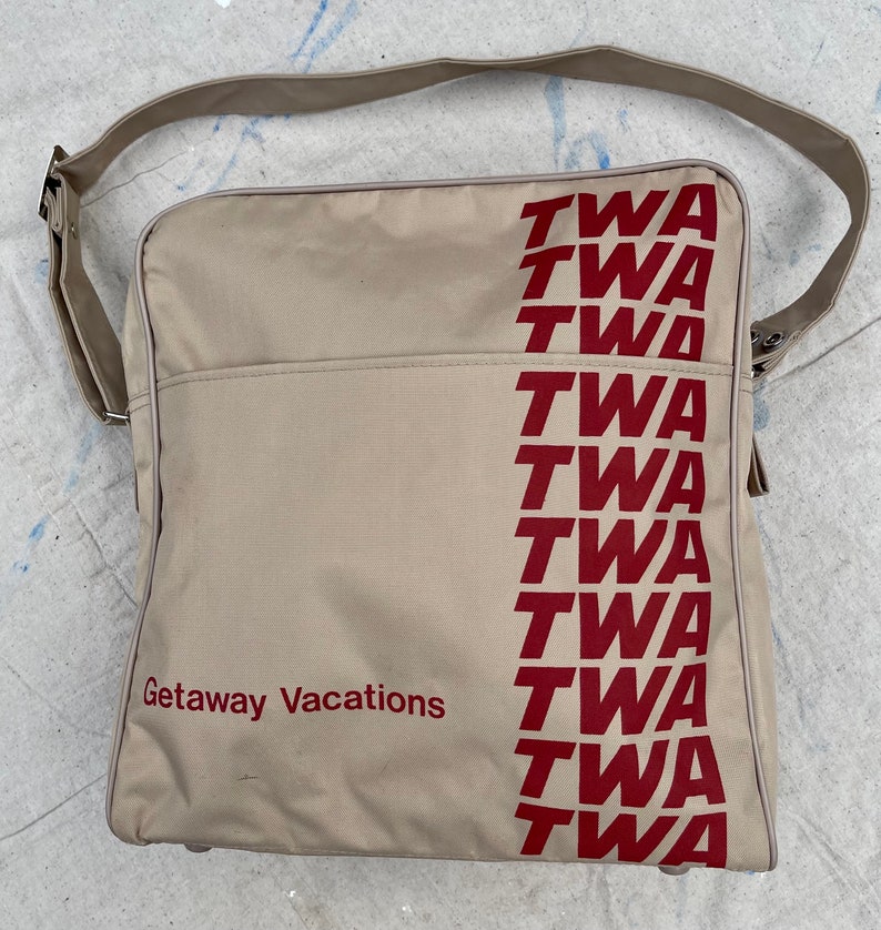 Vintage TWA 1970s travel bag from a collection we just acquired airline tote image 6