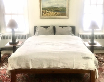 Large vintage patchwork coverlet blanket made of cotton flour/sugar/corn seed/grain/mash sacks 75”x65”